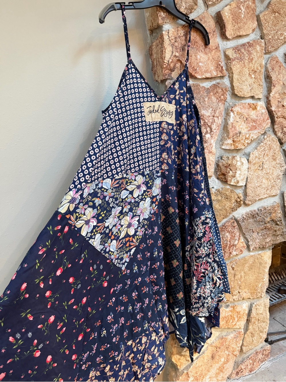Jaded Gypsy Sleeveless Patchwork Floral Maxi Dress in Navy - Picture 3 of 3